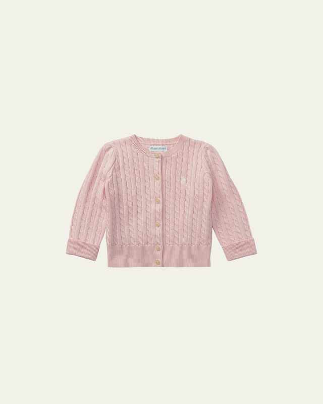 Cable Knit Cotton Cardigan, Size 3-12